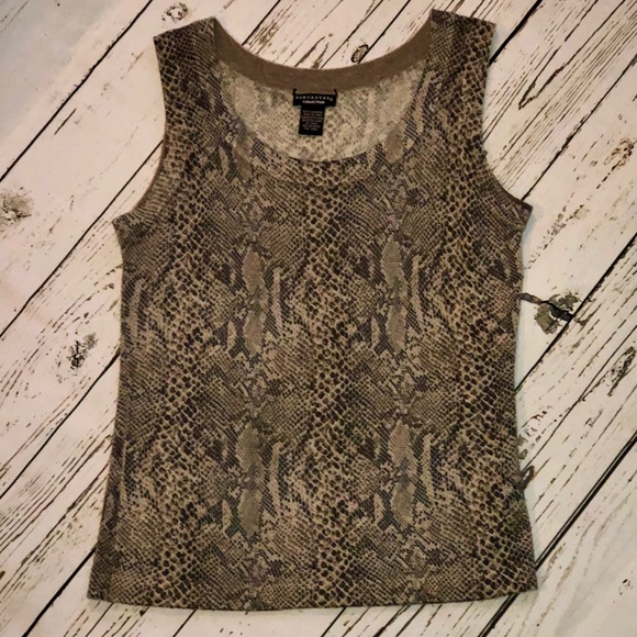 DONCASTER COLLECTION—SO SOFT CASHMERE, SNAKESKIN PRINT TANK—ABSOLUTELY GORGEOUS - Picture 1 of 8